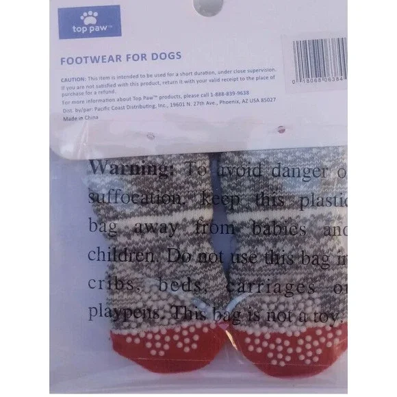 Top Paw Footwear For Dogs, White Gray And Red Holiday Socks NEW 4PC Set large - Picture 2 of 2